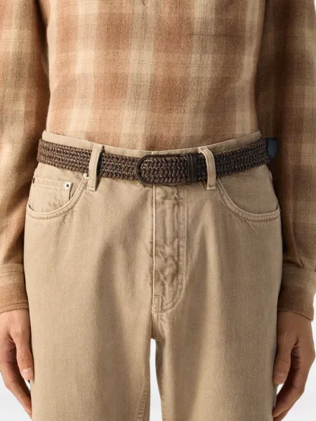 Cu centură curea Zegna din piele maro
