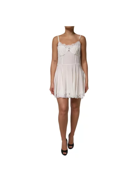Jedwabna sukienka Dolce And Gabbana biała