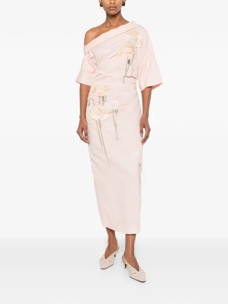 Rochie Bernadette cu model floral roz