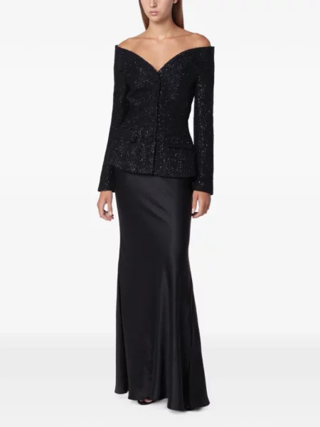 Rochie maxi Self-portrait din satin negru