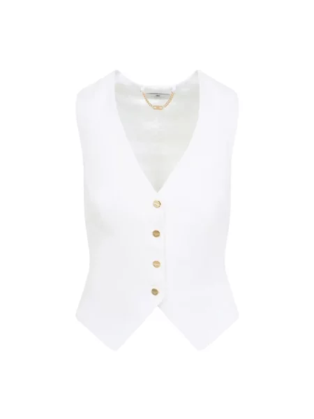 Lniana kamizelka Elisabetta Franchi beżowa