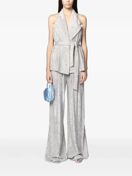 Pantaloni palazzo Twenty Fourhaitch argintiu