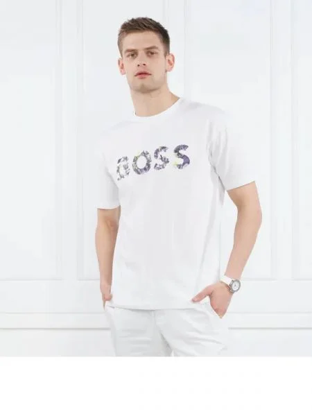 BOSS GREEN Tricou LOTUS | Relaxed fit alb
