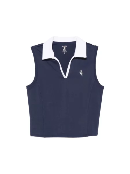Koszulka polo Sporty And Rich z logo niebieska