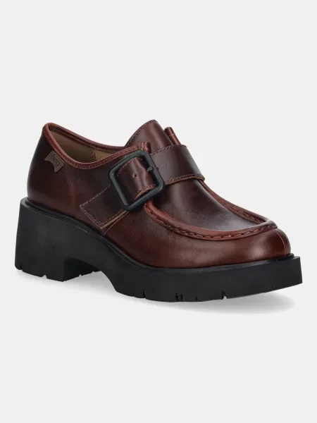 Kožené polobotky Camper Milah na platformě hnědá