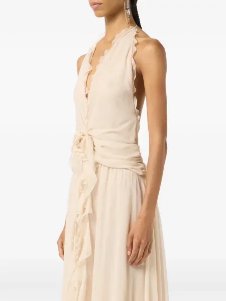 Rochie maxi Blumarine cu model floral cu volane lungă