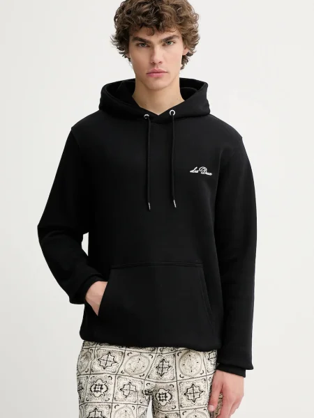 Bombažen pulover Les Deux s kapuco črna