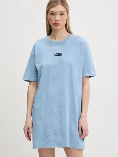Рокля Vans къса с уголемена кройка синьо