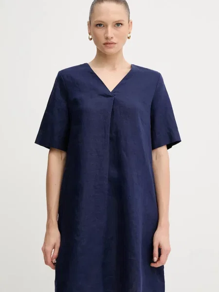 United Colors of Benetton rochie din in bleumarin mini oversize