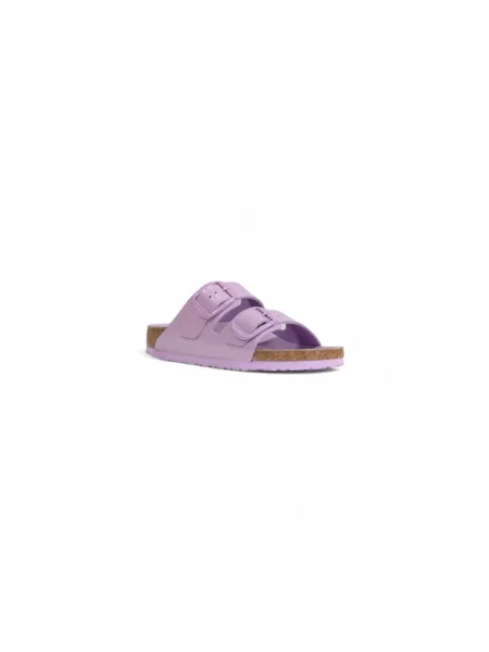 Klapki Birkenstock skórzane na sprzączkę różowe