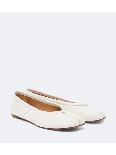 Balerini Maison Margiela din piele alb