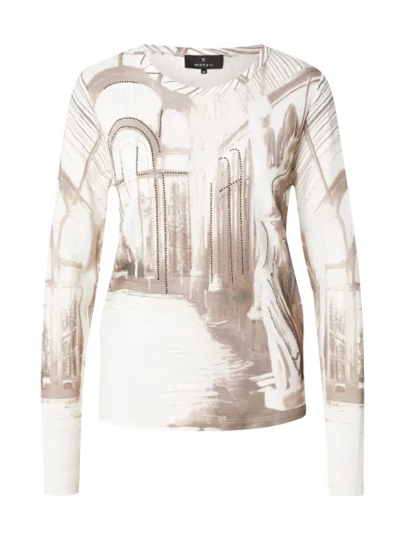 Monari Tricou maro / maro cappuccino / murdar alb