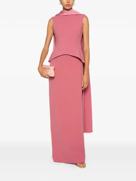 Rochie maxi Solace London drapată roz
