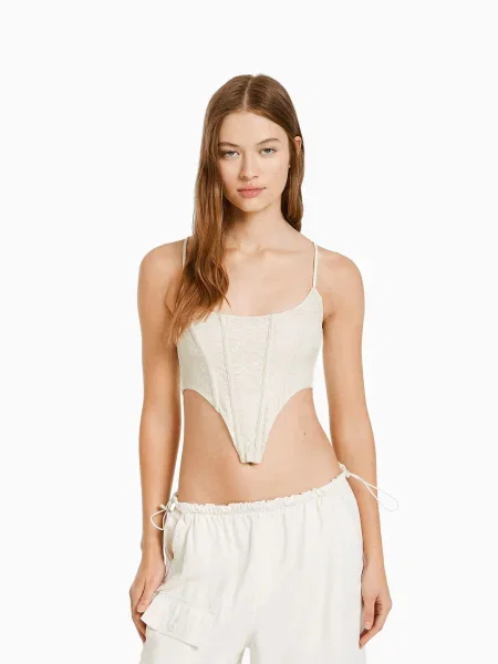 Bershka Top deschis bej