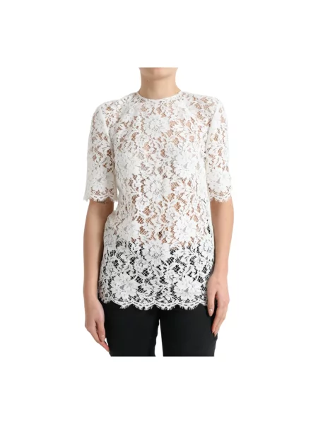 Bluzka Dolce And Gabbana koronkowa biznesowa biała