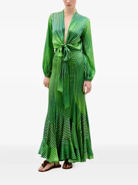Fustă Silvia Tcherassi cu dungi cu volane verde