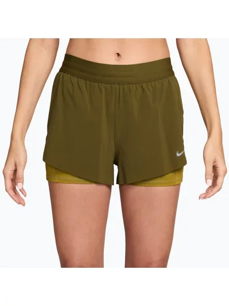 Шорти для бігу Nike Swift Mid-Rise olive flak/peat moss хакі
