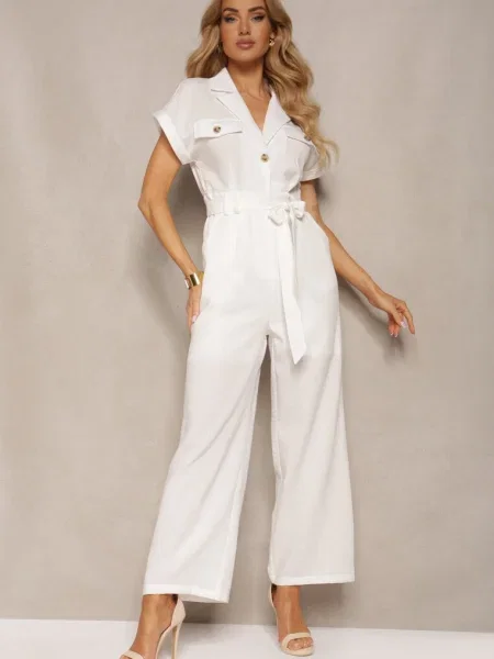 Combinezon cu mâneci scurte și și Jolmeria alb