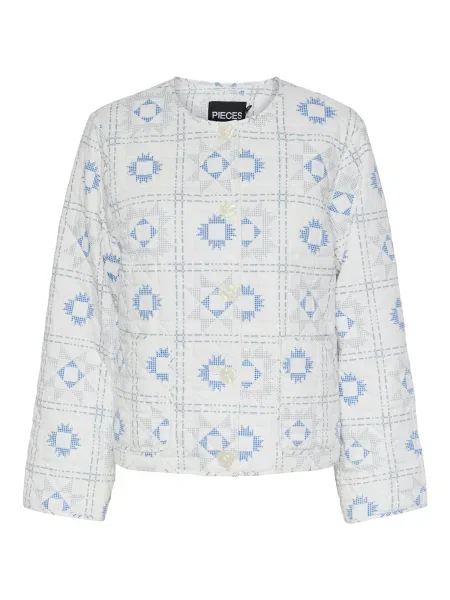 PIECES Prechodná bunda MARIA námornícka modrá / modrá denim šedobiela sivá