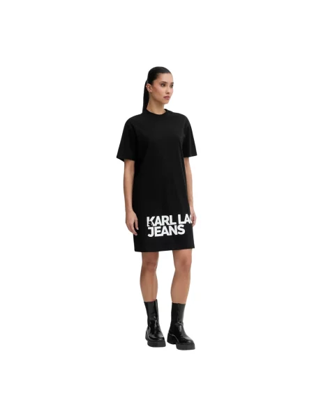 Sukienka koszulowa Karl Lagerfeld Jeans z logo czarna
