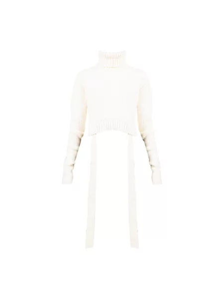 Sweter z golfem La Haine Inside Us wełniany casual biały