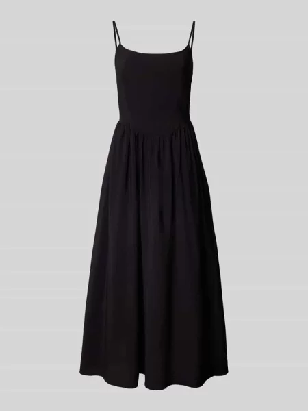 Sukienka midi z mieszanki z cienkimi ramiączkami Gap czarna