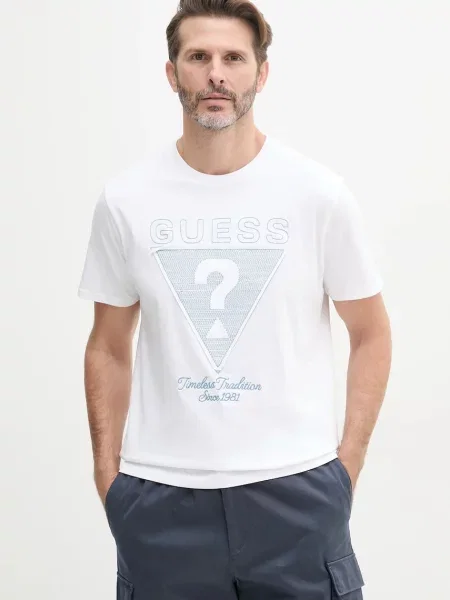Тениска Guess с принт бяло