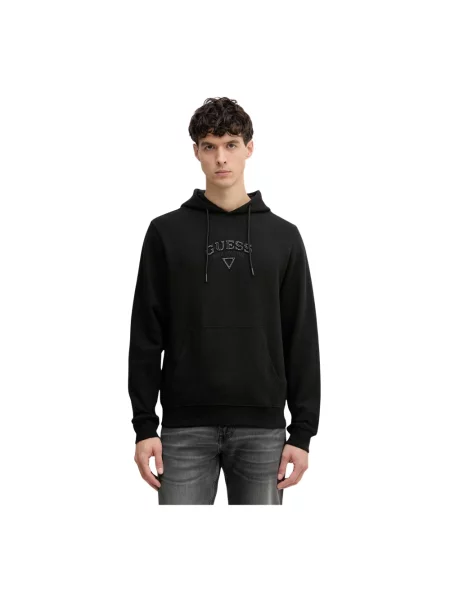 Bluza z kapturem Guess z kapturem z logo czarna