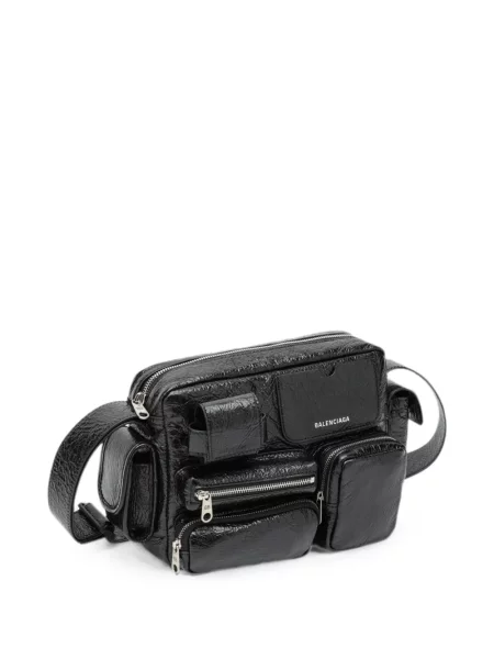 Δερμάτινη τσάντα χιαστί Balenciaga μαύρο