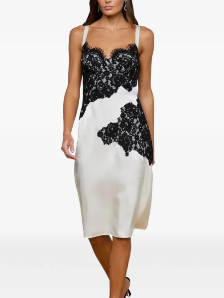 Rochie midi L'agence de mătase cu aplicații alb