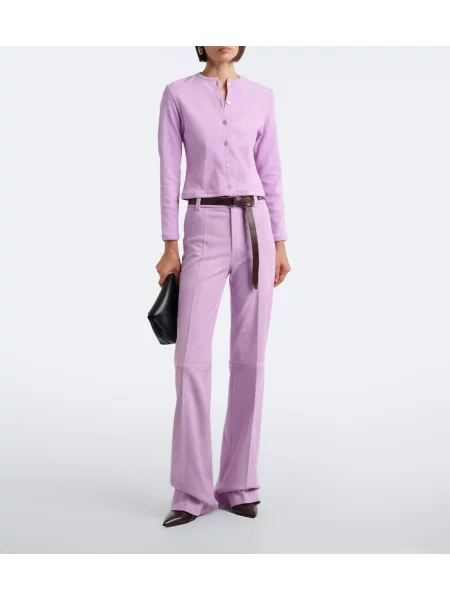 Pantaloni Stouls din piele de căprioară violet