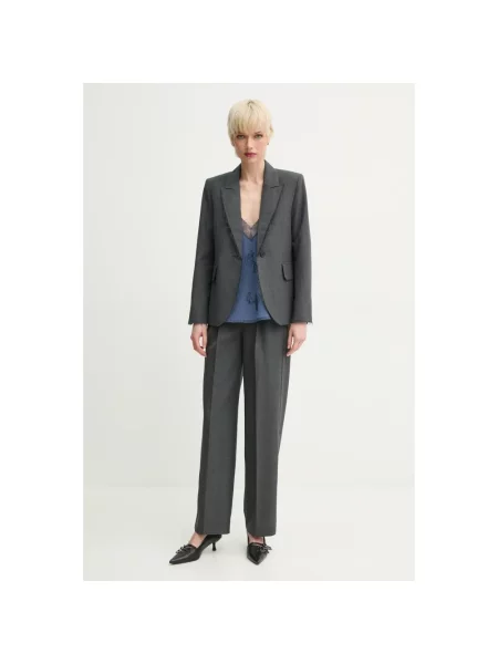 ZADIG&VOLTAIRE spodnie z domieszką wełny szerokie medium waist szary