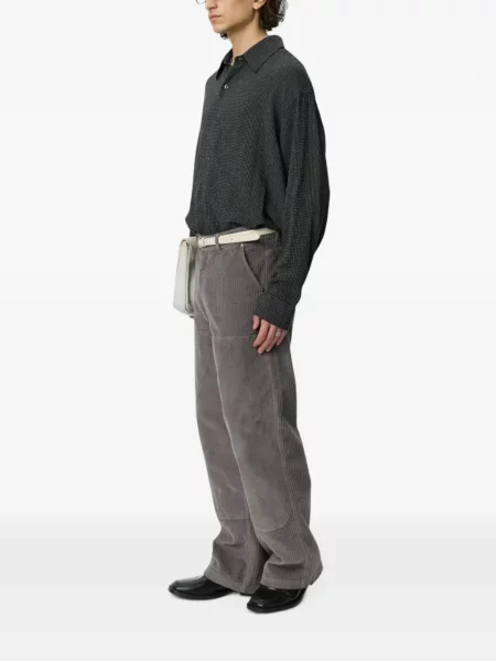 Pantaloni Mfpen de catifea cord gri