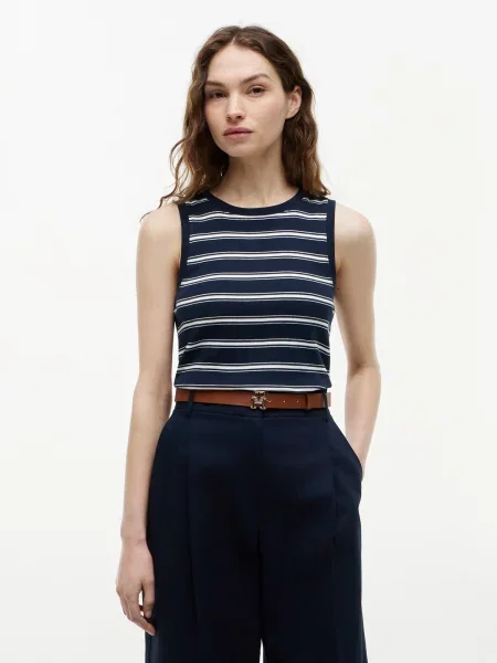 TOMMY HILFIGER Top bleumarin alb