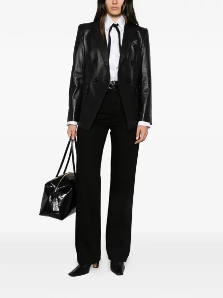 Geanta de piele Emporio Armani cu două rânduri de nasturi negru