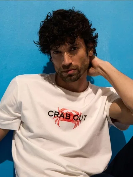 Sinsay koszulka z krótkim rękawem kremowy