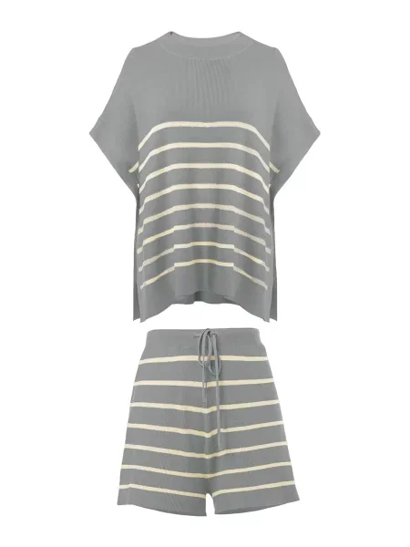 Imily Bela Costum cu pantaloni galben pastel / deschis gri