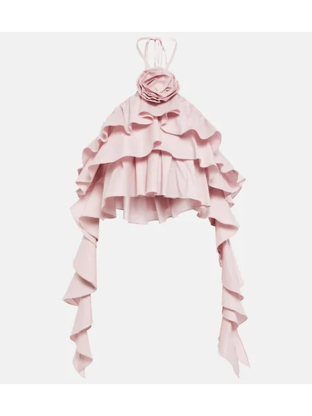 Cropp top Blumarine cu volane cu gât halter roz