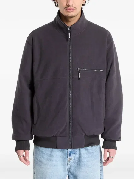 Τρέξιμο fleece μπλούζα Adidas με λαιμόκοψη v μαύρο