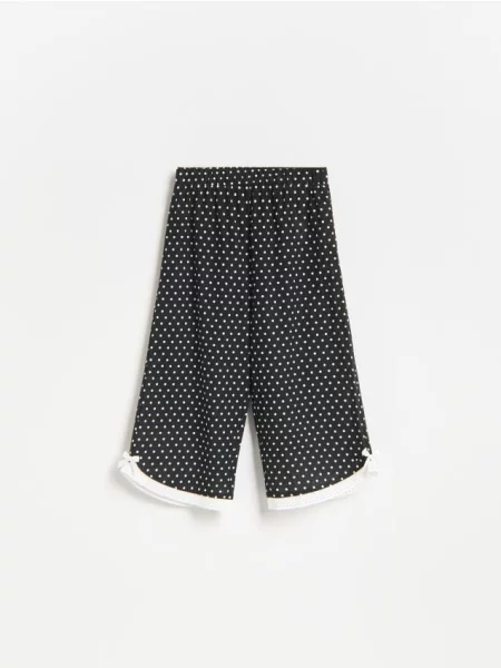 Reserved Pantaloni wide leg cu buline negru