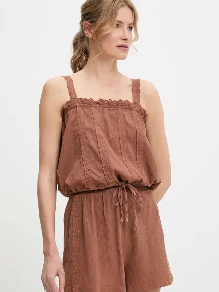 Answear Lab bluzka i szorty brązowy