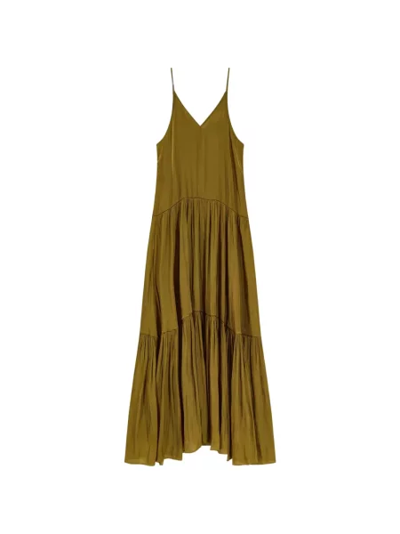 Rochie maxi No-ia cu decolteu în V cu volane galben