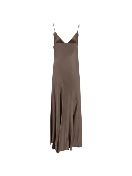 Rochie maxi Alberta Ferretti din satin maro