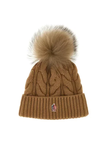 Czapka Moncler wełniana brązowa