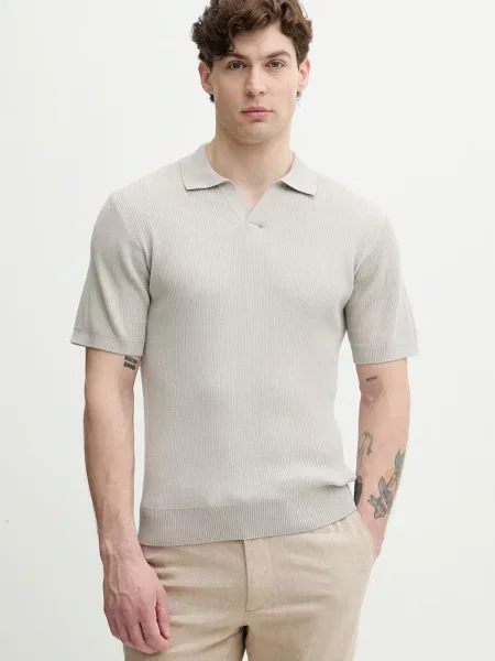 Tricou polo Boss Orange gri