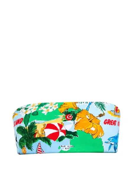 Top Seafolly cu imagine cu imprimeu tropical albastru