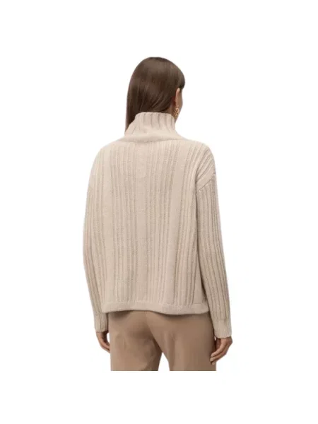 Lniany sweter z golfem Max Mara beżowy
