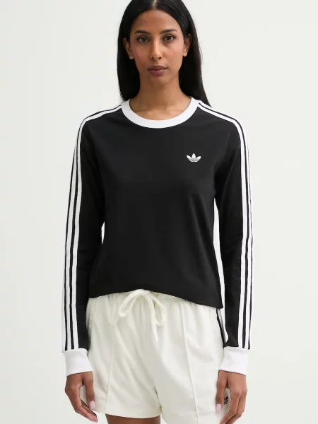 Adidas Originals tričko s dlhým rukávom detské s elastanom čierna
