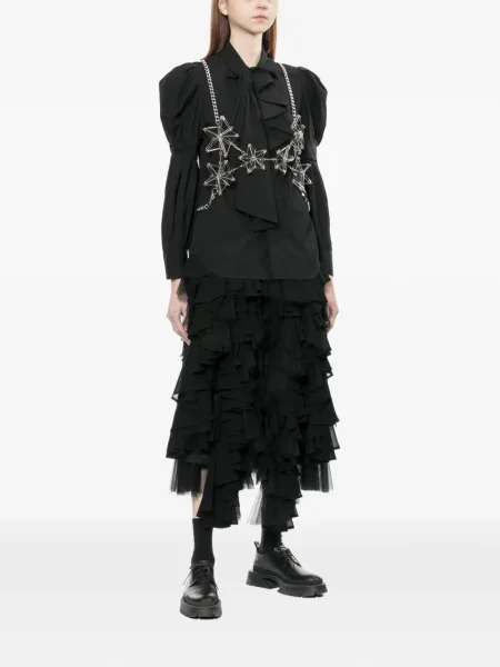 Cămașă Noir Kei Ninomiya cu volane negru