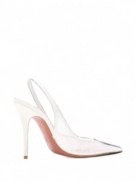 Nėriniuotos bateliai Amina Muaddi slingback balta